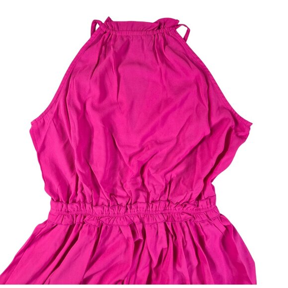 Staccato Hot Pink Sleeveless Maxi Dress  Womens Small Ruffled Hem Elastic Waist - Picture 7 of 9